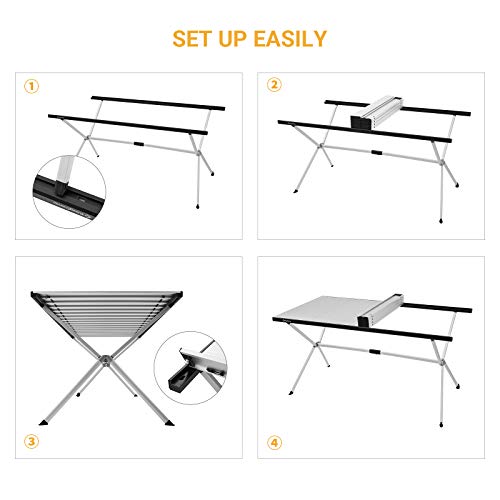 Folding Camping Table Portable Aluminum Roll Up Lightweight for Outdoor Picnic F98743