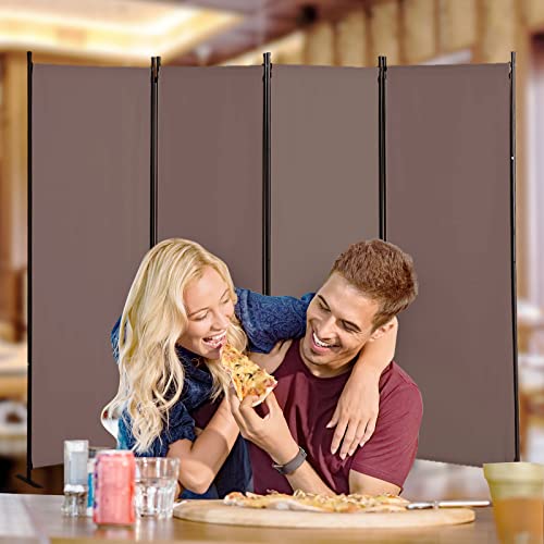 4 Panel Folding Room Divider Privacy Screen with Steel Frame P539789