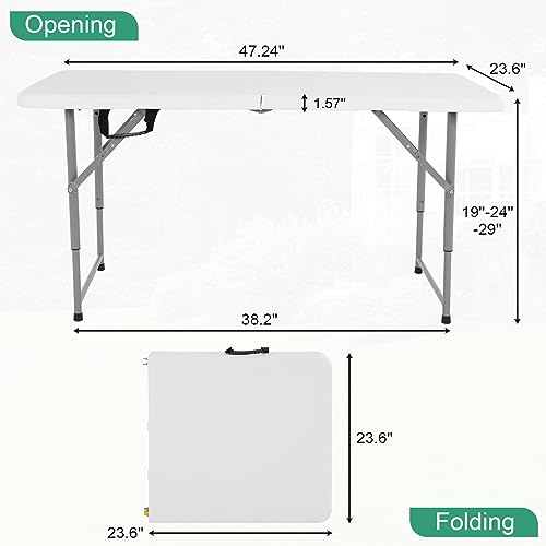 Heavy Duty Plastic Folding Table with Carrying Handle, Adjustable Height R958430