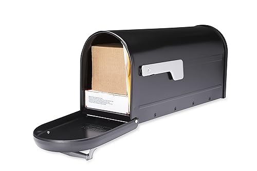 Galvanized Steel Post Mount Mailbox, Black, Medium Capacity D775924