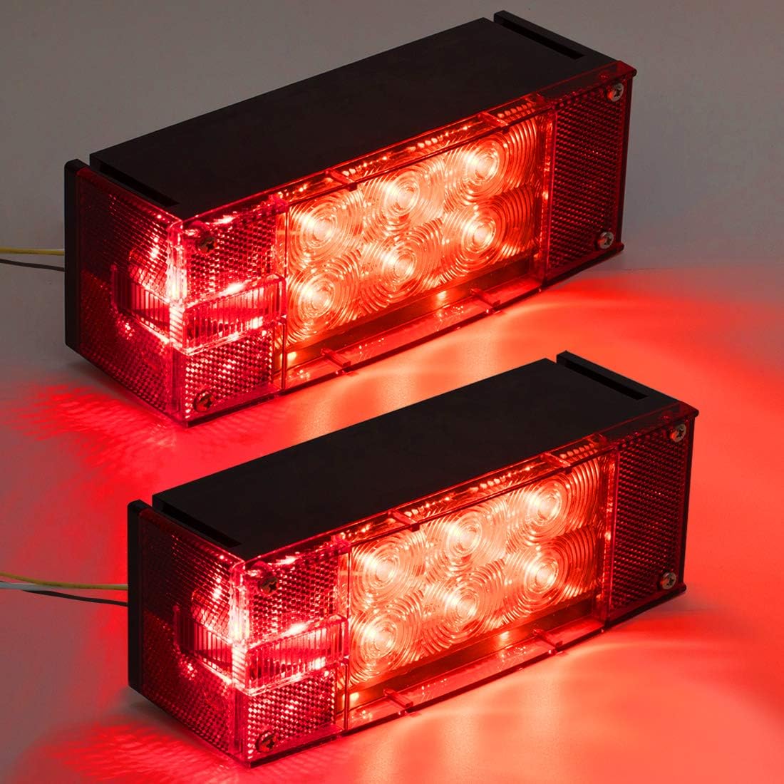 2PCS 12V LED Submersible Rectangular Trailer Lights, Tail Stop Turn Running Lights Kit U685139