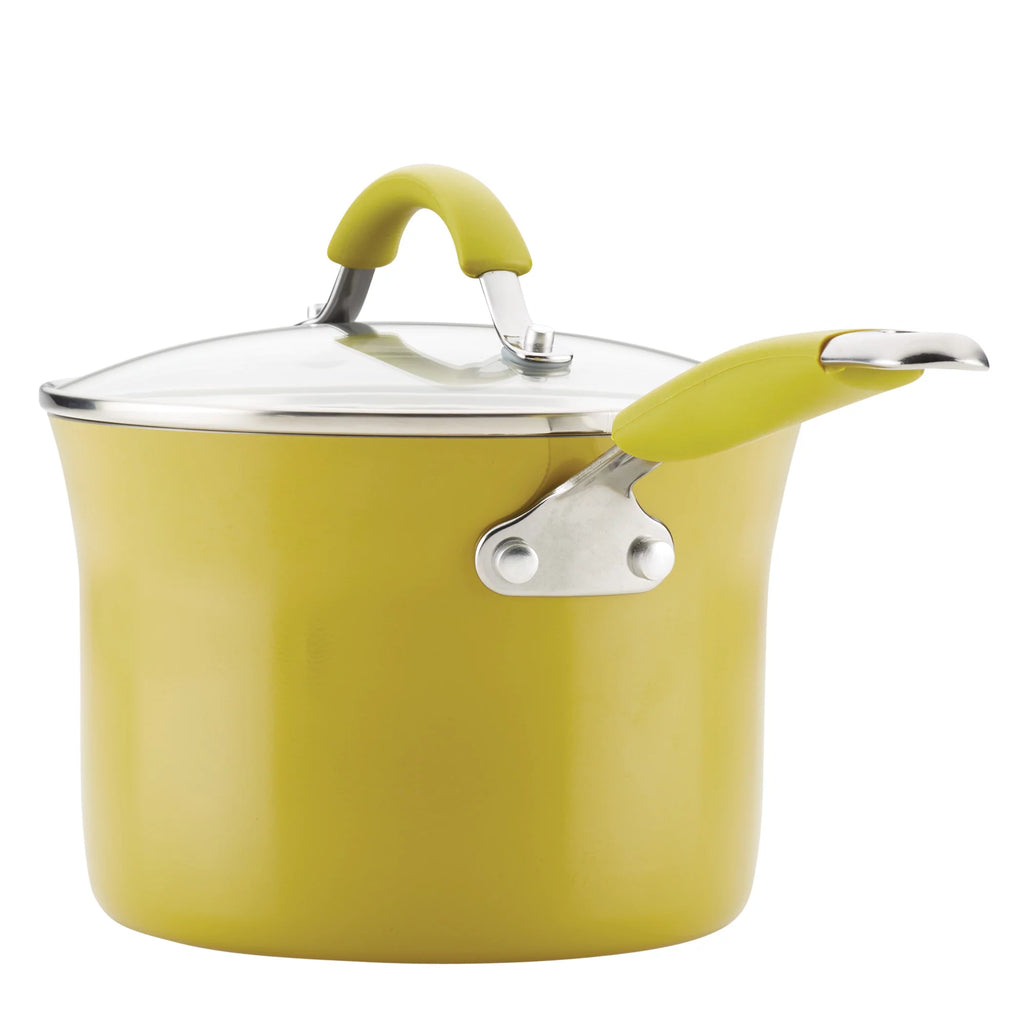 Porcelain Enamel Nonstick Pots and Pans Set, Lemongrass Green X327767