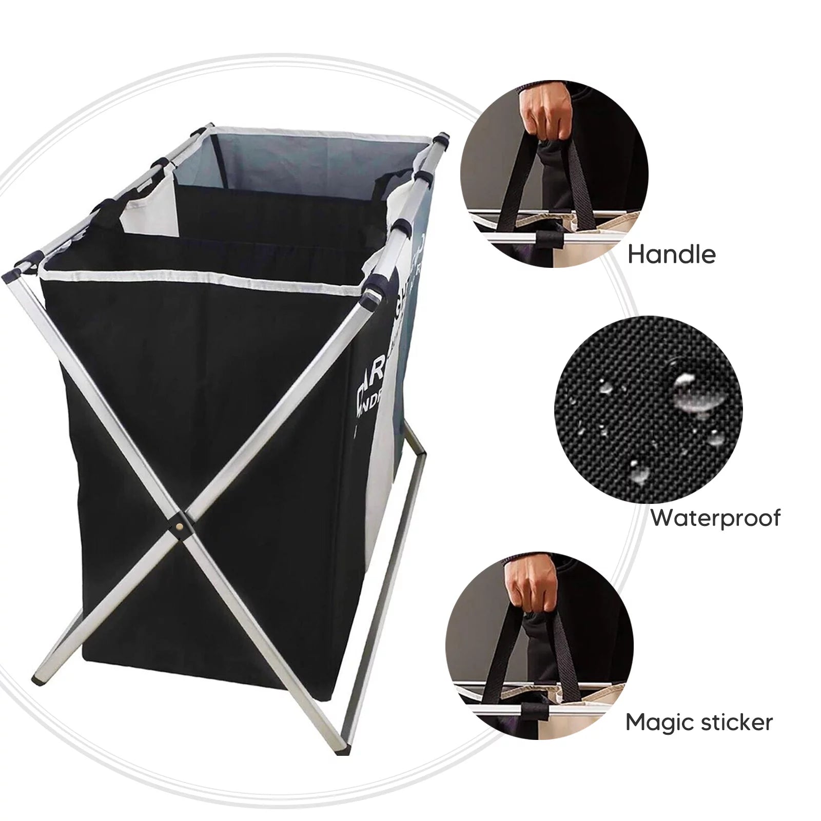 Laundry Hamper Sorter, 145L 3 Section Rolling Laundry Basket with Wheels and Removable Bags B237