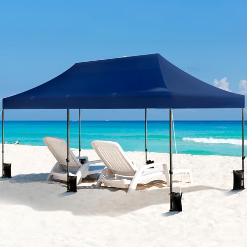 Heavy Duty Pop Up Canopy Tent 10x20 with Wheeled Carry Bag, White X6840