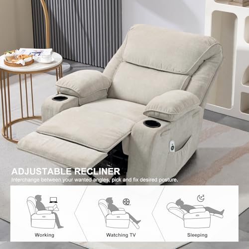Massage Heated Swivel Rocking Recliner Chair with Cup Holders Z657