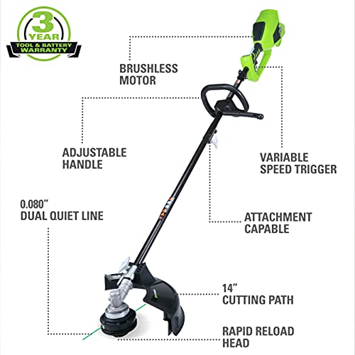 Cordless Brushless String Trimmer with Battery and Charger F651175