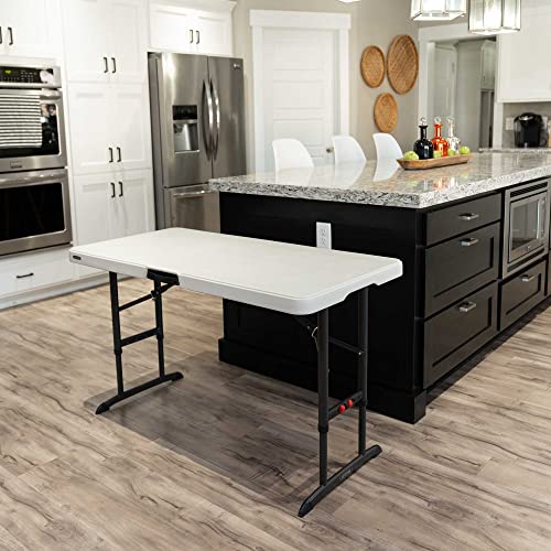 4-Foot Commercial Adjustable Folding Table, Almond E21012