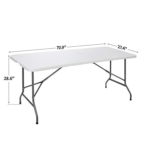Portable 4 Foot Plastic Folding Table, Indoor Outdoor Heavy Duty, White R80992