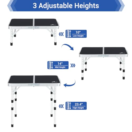 Adjustable Height Folding Camping Table with Mesh Layer Y4319