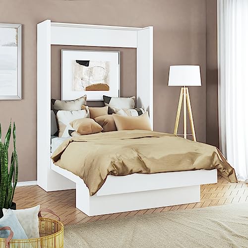 Full Murphy Wall Bed in White with Shelf O67975