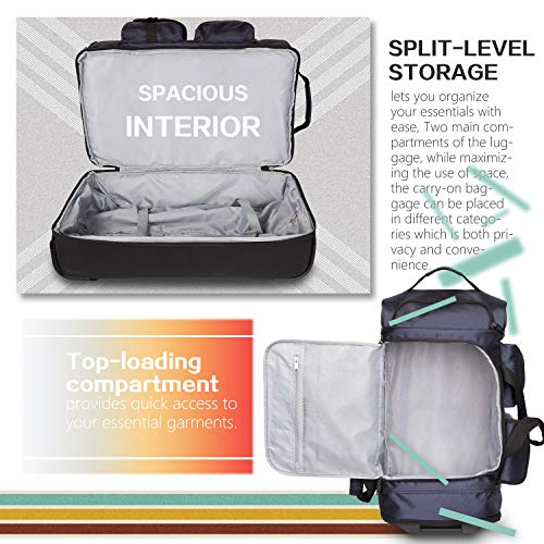 Rolling Duffel Travel Bag with 8 Pockets H1714