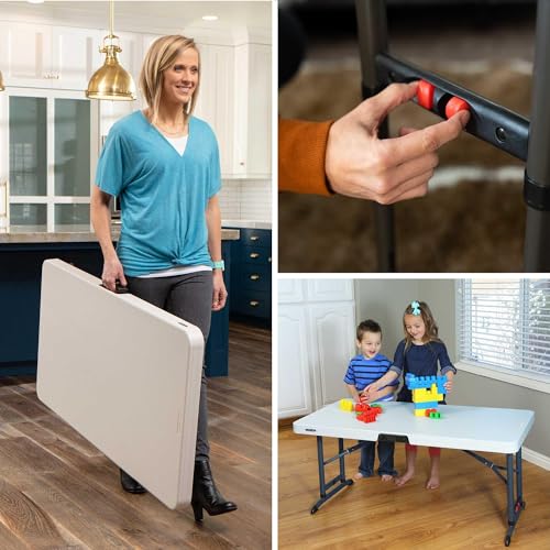 4-Foot Commercial Adjustable Folding Table, Almond E21012