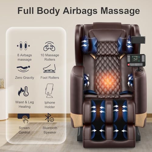 Zero Gravity Full Body Massage Chair with Heating, Foot Massage, Bluetooth Speaker L5704