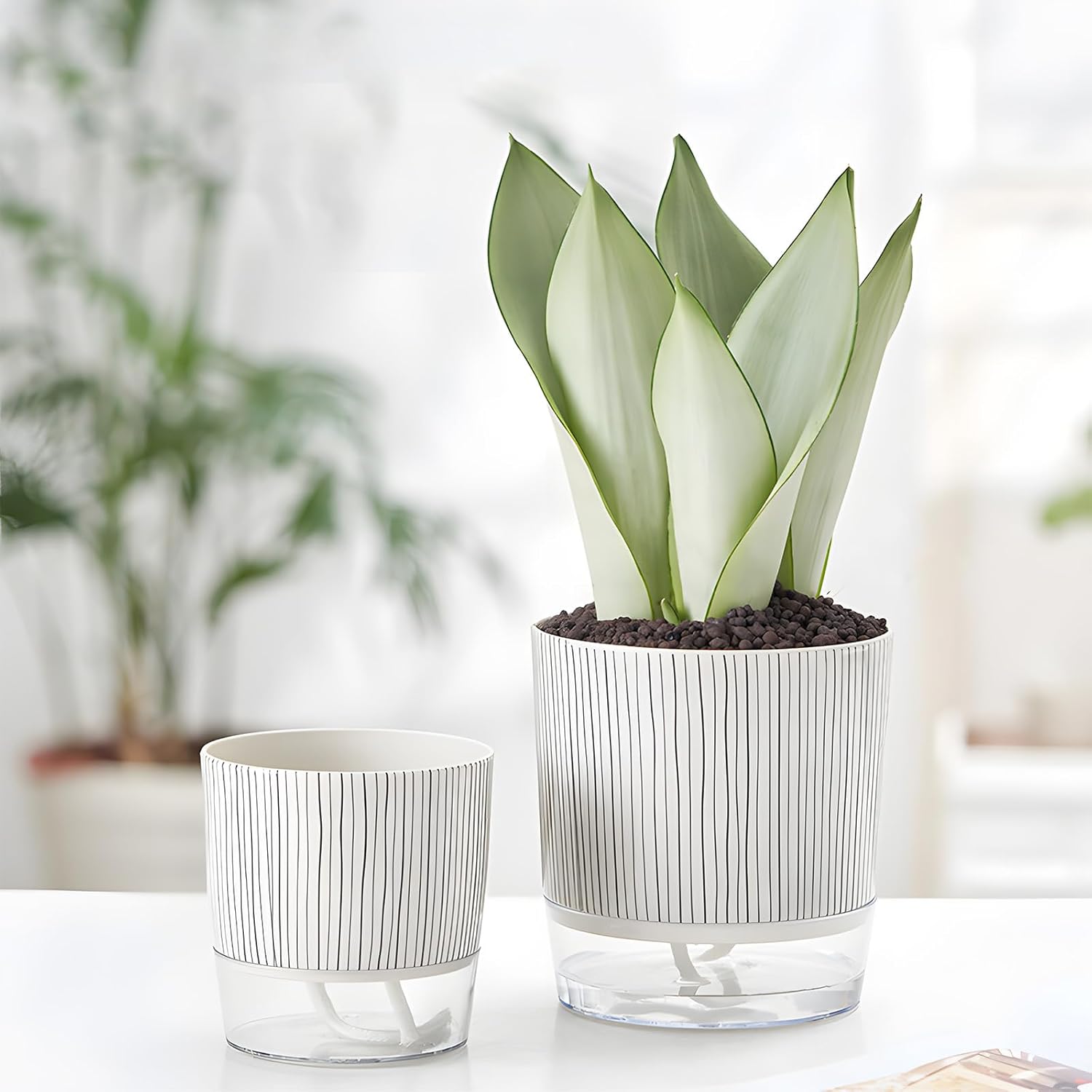 Self-Watering Pots for Indoor Plants with Wick Rope and Reservoir F680303