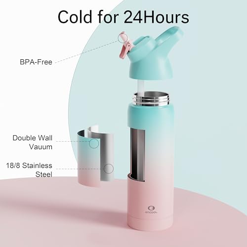 Insulated Stainless Steel Water Bottle with Straw, 24 oz X205853