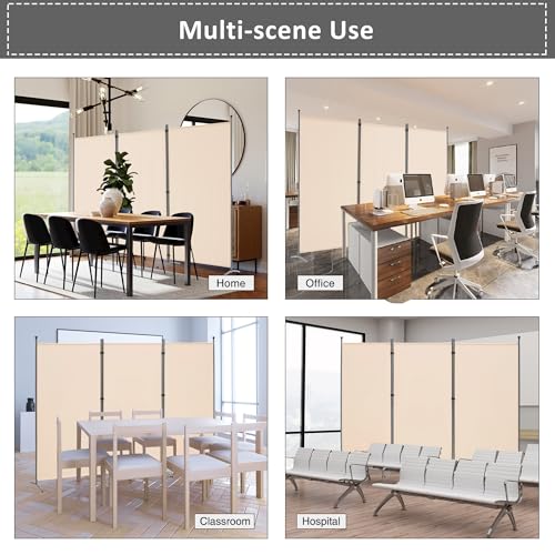 3 Panel Room Divider Folding Partition Privacy Screen, Freestanding Fabric Panel, 102" W x 71" H, Black V153