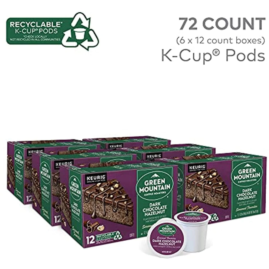Dark Chocolate Hazelnut Coffee, Keurig Single Serve Pods, 72 Count G7111