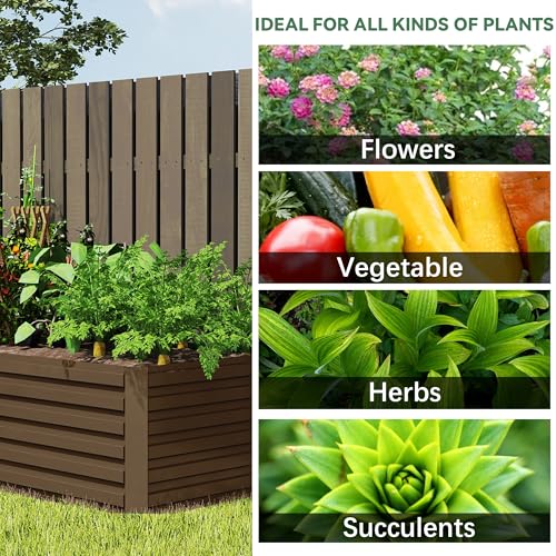 Galvanized Raised Garden Bed 8x4x2ft, Large Metal Planter Box for Vegetables, Flowers, Herbs J9369