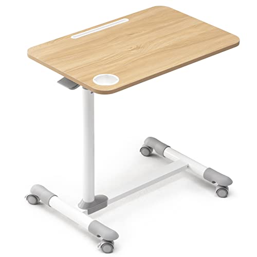 Overbed Table with Wheels, Rolling Tray Table, Hospital Bed Table, Adjustable Overbed Bedside Rolling Laptop Table (Black)