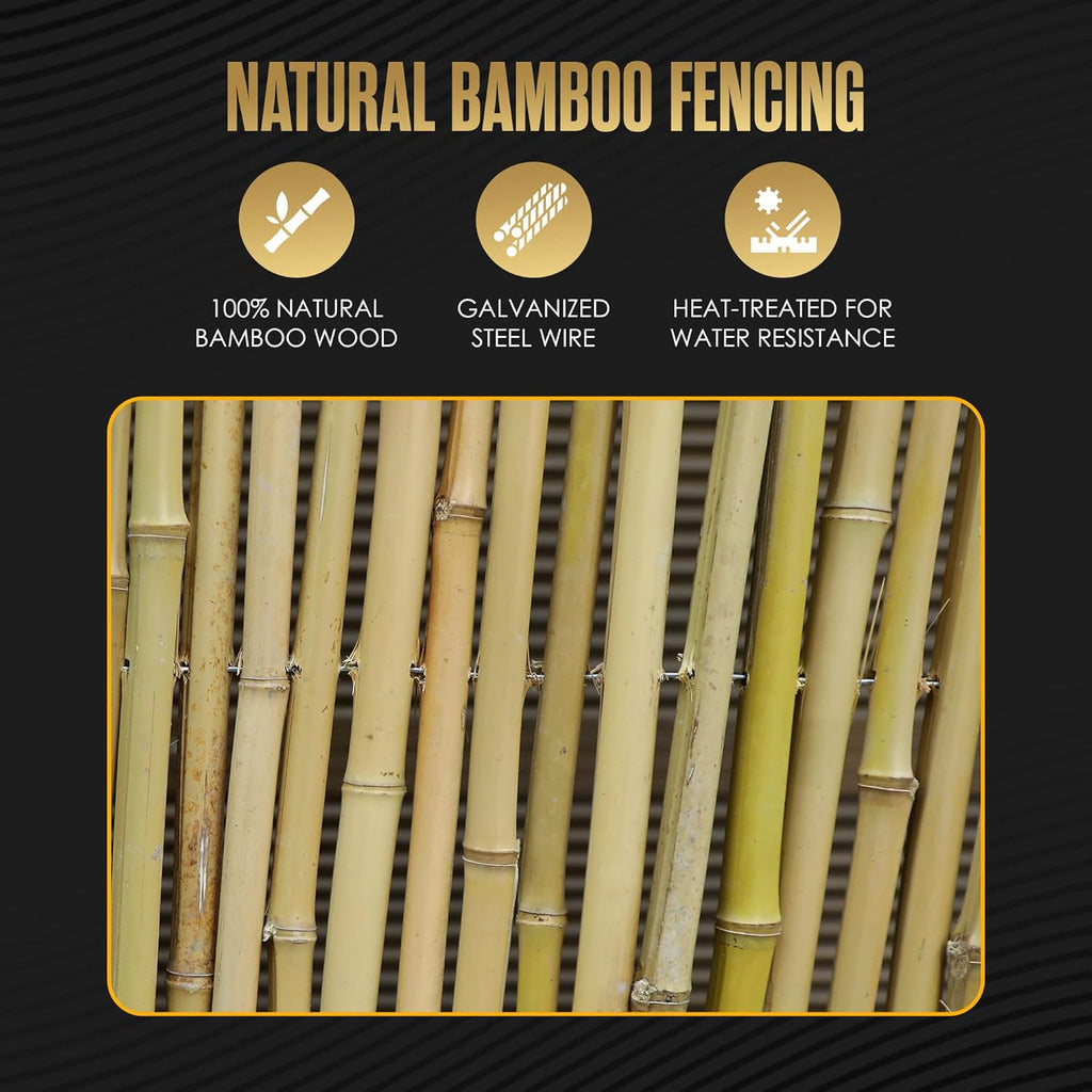 Bamboo Fence 6ft High Outdoor Privacy Screen Rolled Natural Fencing 8ft x 6ft W595