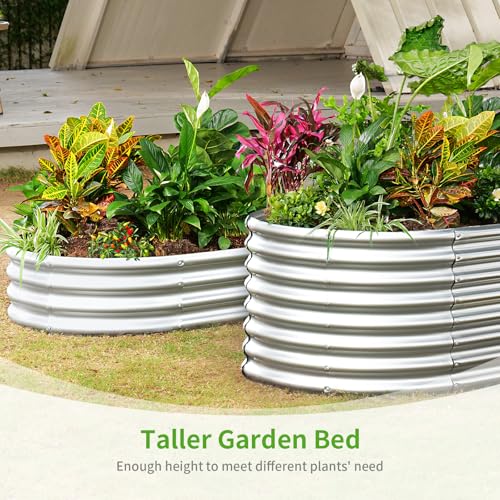 Galvanized Raised Garden Bed Kit, Oval Metal Planter Box for Vegetables E707229