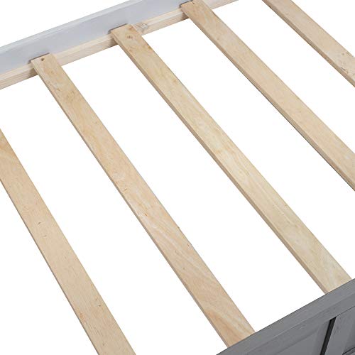 Twin Over Full Bunk Bed with Slide and Stairs for Kids E212