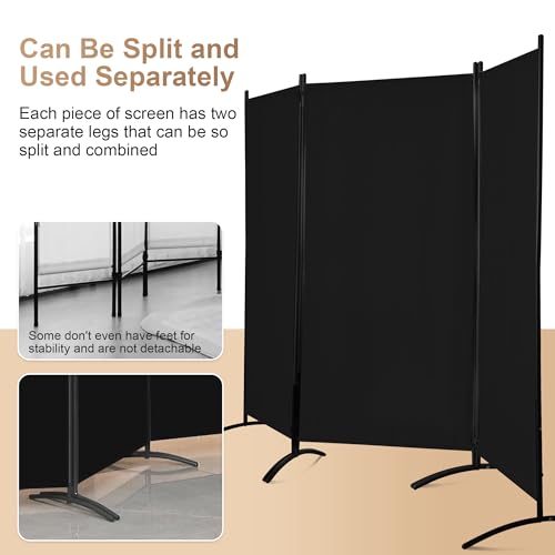 4 Panel Folding Room Divider Privacy Screen with Steel Frame P539789