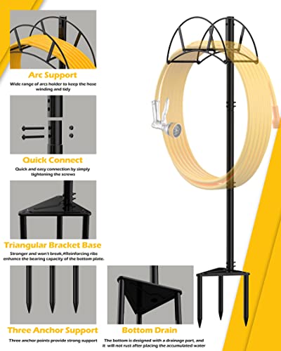 Metal Garden Hose Holder Stake, Freestanding Heavy Duty Water Hose Stand J300410