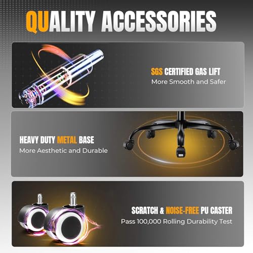 Gaming Chair Ergonomic Office Chair with Foot Rest, Breathable Fabric Computer Chair with Headrest and Lumbar Support V504535