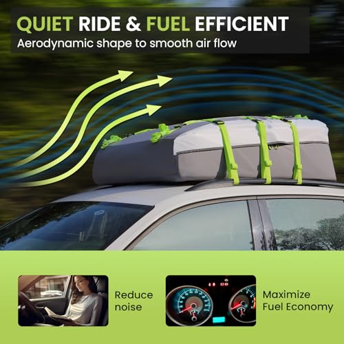 Car Roof Bag Cargo Carrier 20 Cubic, Waterproof with Strap and Anti-Slip Mat Q382