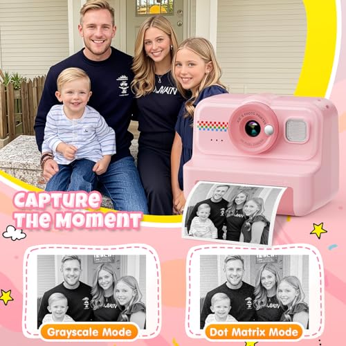 Kids Instant Print Camera 1080P HD with 3 Rolls Paper & 32GB Card V473