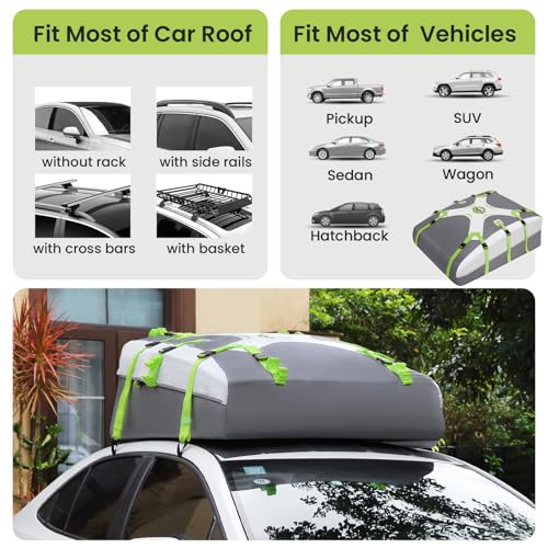 Car Roof Bag Cargo Carrier 20 Cubic, Waterproof with Strap and Anti-Slip Mat Q382