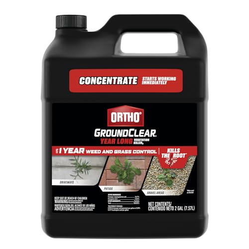 Ortho GroundClear Year Long Vegetation Killer - With Continuous Spray Comfort Wand, Visible Results in 1 Hour, Kills Weeds and Grasses to the Root, Up to 1 Year of Weed and Grass Control, 1.33 gal.