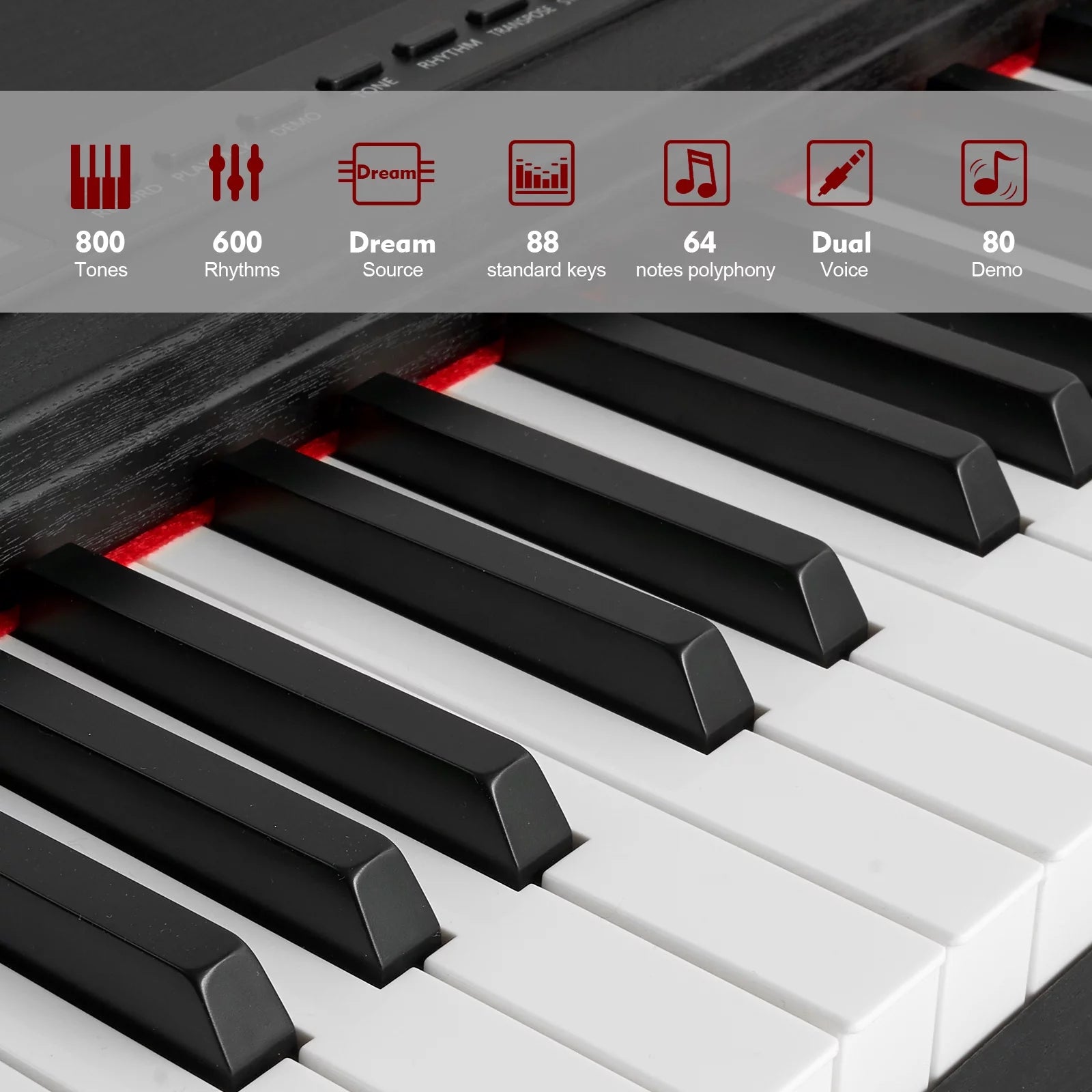 88-Key Digital Piano Weighted Keyboard with Stand, Bluetooth, Pedal, Bag C124
