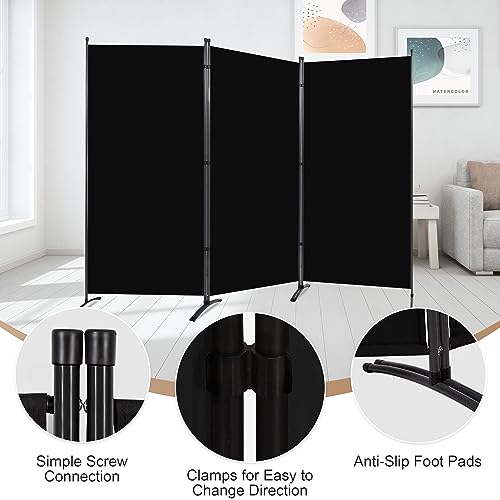 4 Panel Folding Room Divider Privacy Screen with Steel Frame P539789