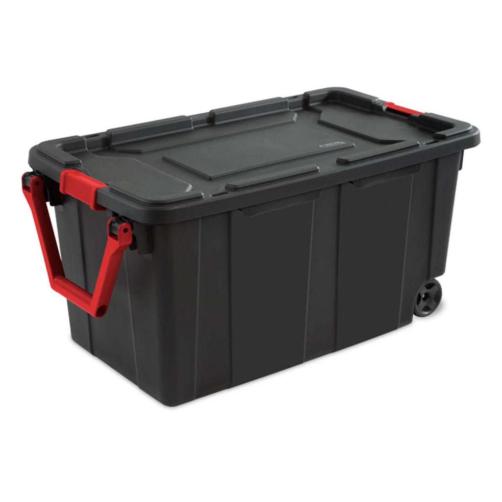 40 Gallon Wheeled Industrial Storage Tote, Black (8 Pack) B695