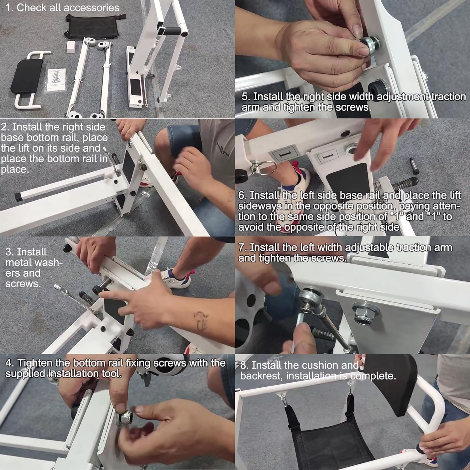 Electric Patient Lift Transfer Chair Foldable Portable for Home, Bed to Wheelchair, White D737715