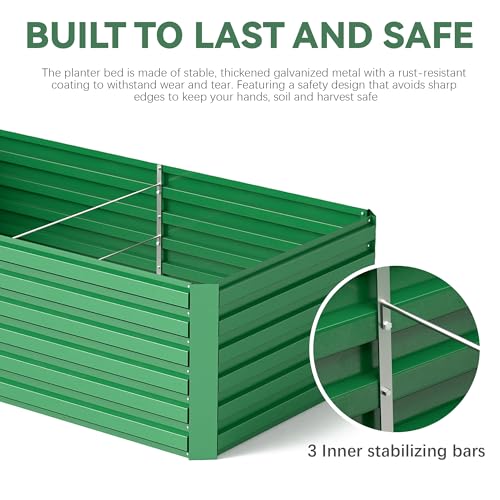 Galvanized Raised Garden Bed 8x4x2ft, Large Metal Planter Box for Vegetables, Flowers, Herbs J9369