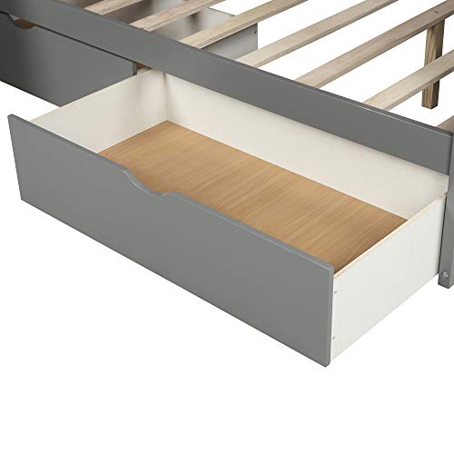 Twin Over Full Bunk Bed with Slide and Stairs for Kids E212