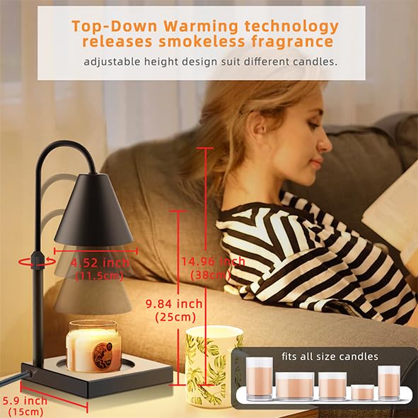 Dimmable Metal Candle Warmer Lamp, Height Adjustable for Large Jars E992317
