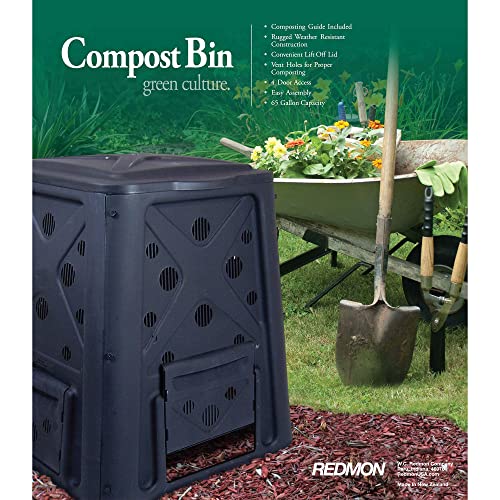 Outdoor Compost Bin with Lift Off Lid, 4 Door Access, Black J4591