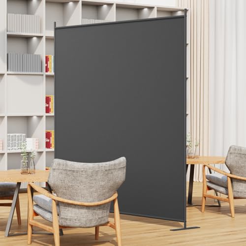 8-Panel 6 ft Tall Indoor Folding Room Divider, Portable Privacy Screen, Freestanding Partition, Dark Grey K442