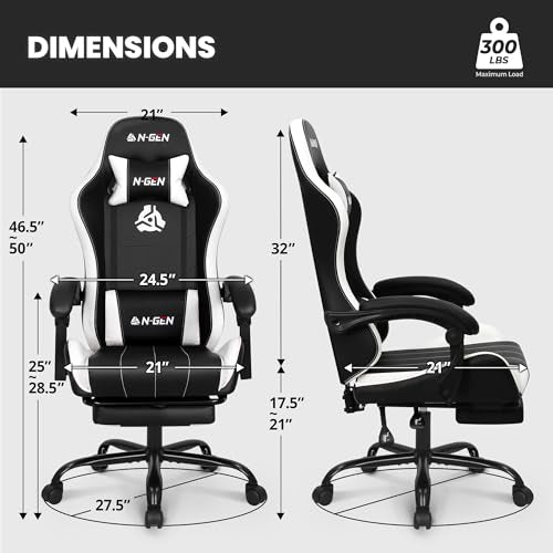 Gaming Chair with Footrest Lumbar Support High Back Recliner Ergonomic Leather Q8605