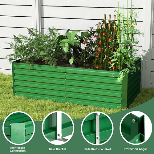 Galvanized Raised Garden Bed 8x4x2ft, Large Metal Planter Box for Vegetables, Flowers, Herbs J9369