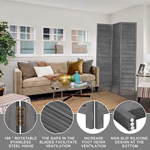 6 Panel Wood Room Divider Freestanding White 5.57 FT S6393