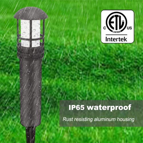 Outdoor LED Landscape Lighting, 12-Pack 3W Low Voltage Pathway Lights, Waterproof Garden Lights, Aluminum Housing A11703