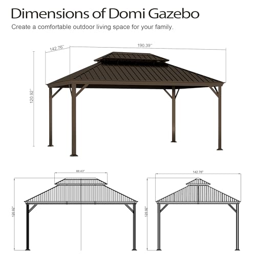 10 x 10 ft Hardtop Gazebo with Netting and Curtains, Galvanized Steel Roof for Patio and Garden X50618