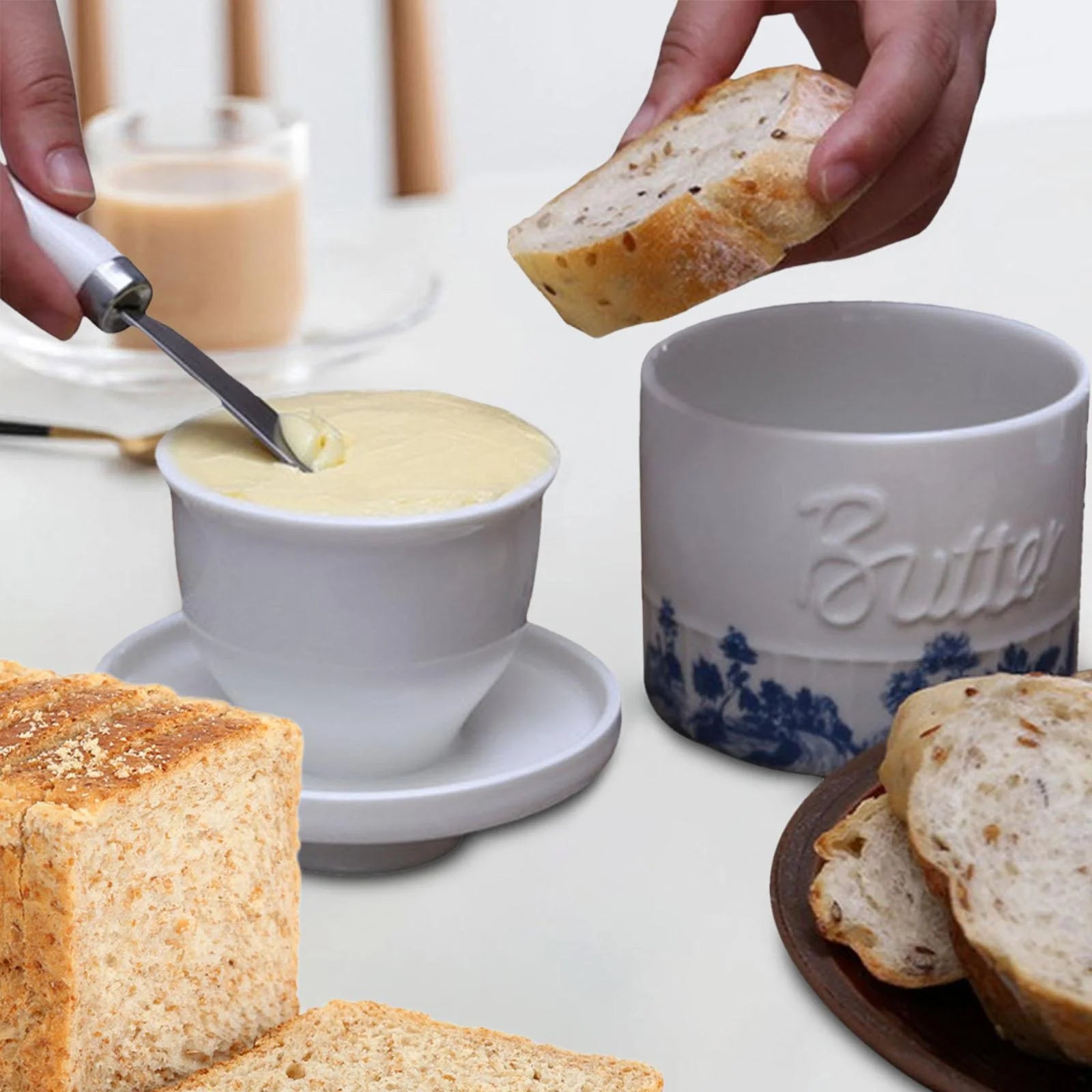 Butter Crock with Lid for Soft Butter, Durable Butter Container Z2395