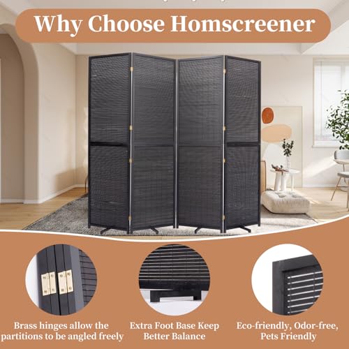 Bamboo Room Divider Folding Privacy Screen 4 Panel Freestanding F401