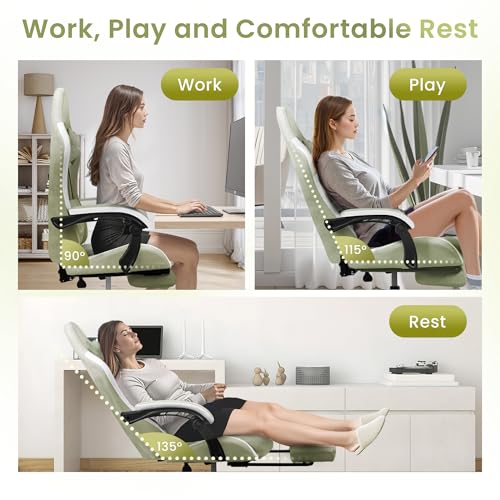 Gaming Chair with Footrest Lumbar Support High Back Recliner Ergonomic Leather Q8605